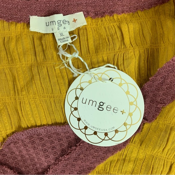 Umgee Waffle Blouse Top Floral Printed Sleeves XL NWT - Picture 3 of 4